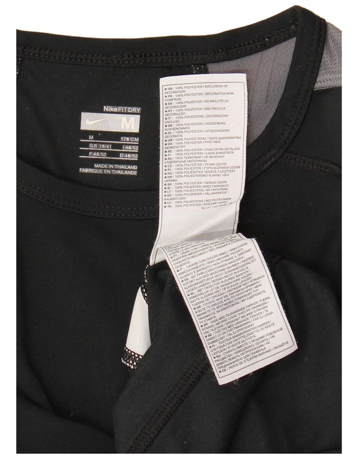 NIKE Herren Fit Dry T-Shirt Top UK 39/41 Mittelschwarzes Colourblock-Polyester