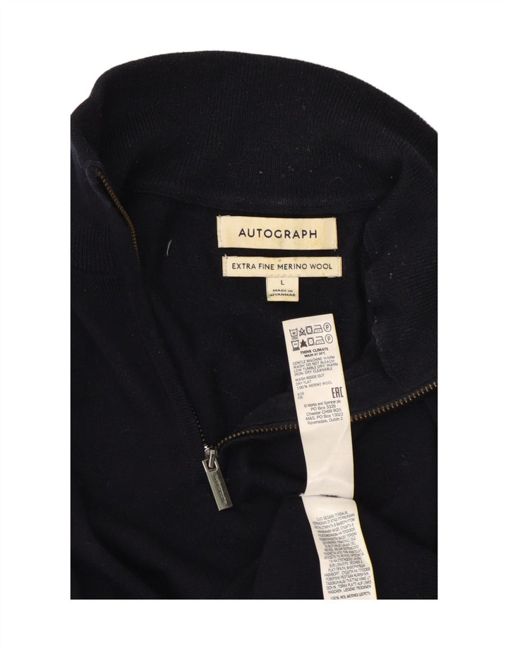 Marks & Spencer Herren-Pullover mit Reißverschluss am Hals, große marineblaue Wolle