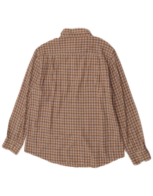 Charro Herren-Flanellhemd XL, beige karierte Baumwolle