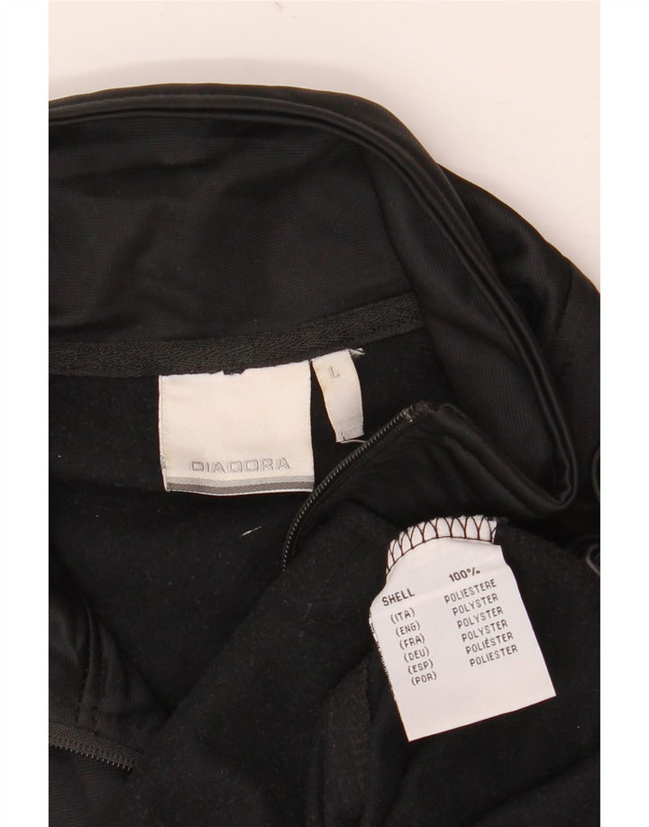 Diadora Herren-Trainingsanzug-Oberteil, Jacke, groß, schwarzes Farbblock-Polyester