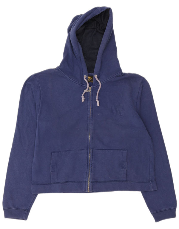 Lee Womens Crop Zip Hoodie Pullover UK 18 XL Marineblau Baumwolle