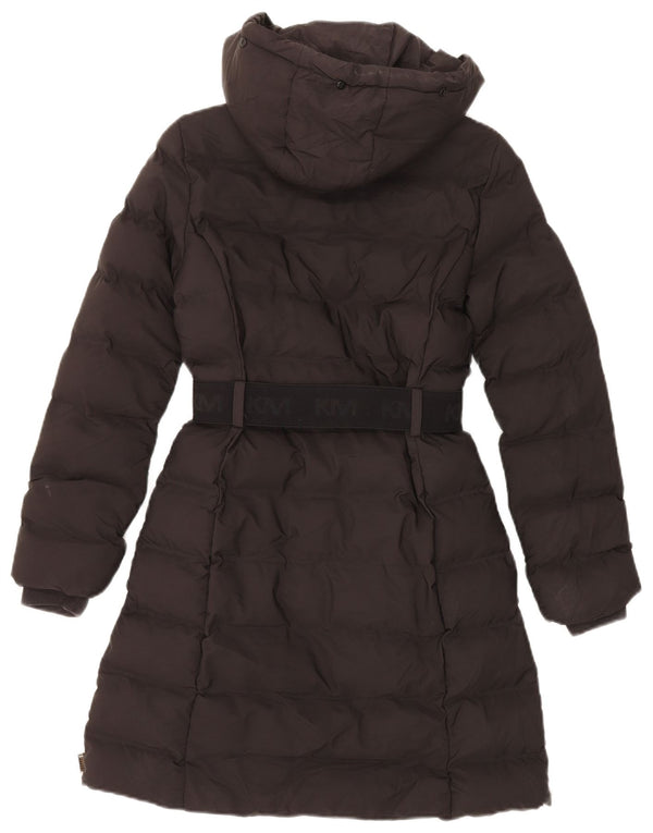 Karen Millen Womens Graphic Hooded Wattierter Mantel UK 6 XS Schwarz Polyester
