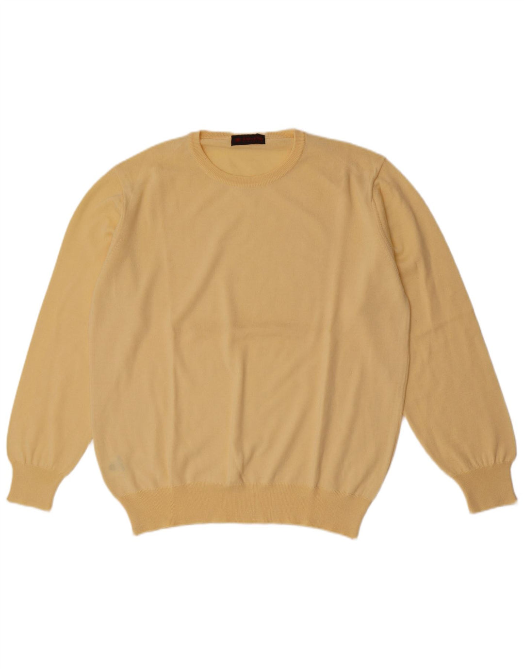 Il Granchio Herren-Pullover mit Rundhalsausschnitt, groß, gelbe Schurwolle
