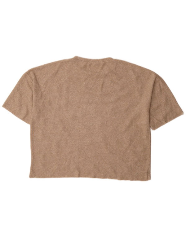 Zara Damen Trafaluc Übergroßes T-Shirt Top UK 10 Small Beige