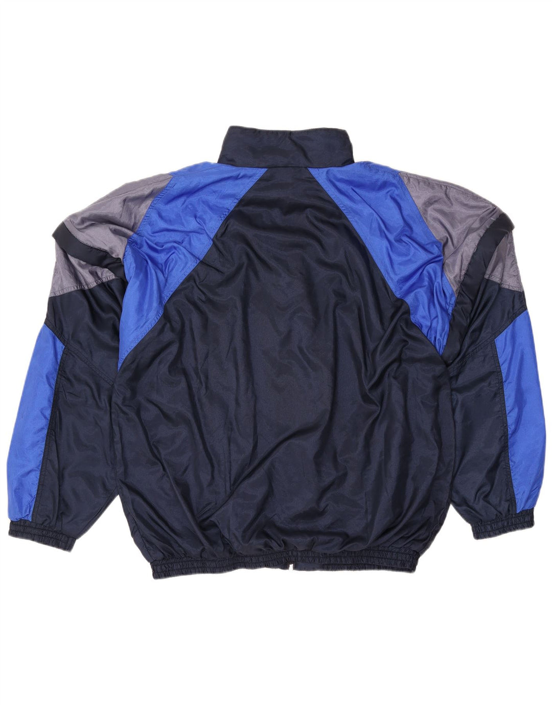 VINTAGE Herren-Trainingsanzug-Topjacke XL Marineblaues Colourblock-Nylon