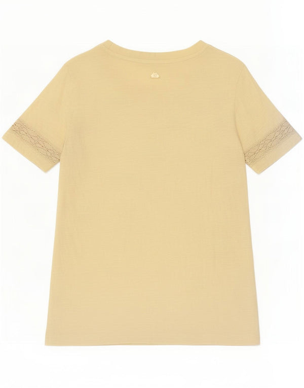 Barbour Damen T-Shirt Top UK 10 Small Gelb Baumwolle