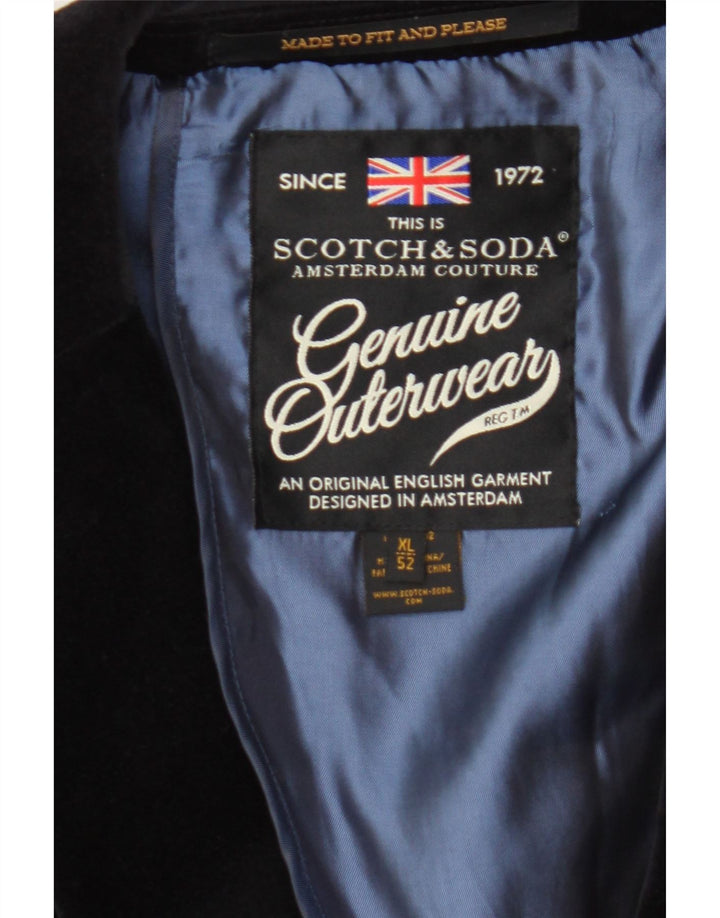 SCOTCH & SODA Herren-Blazer aus Samt mit 2 Knöpfen, Größe 52, XL, schwarze Baumwolle