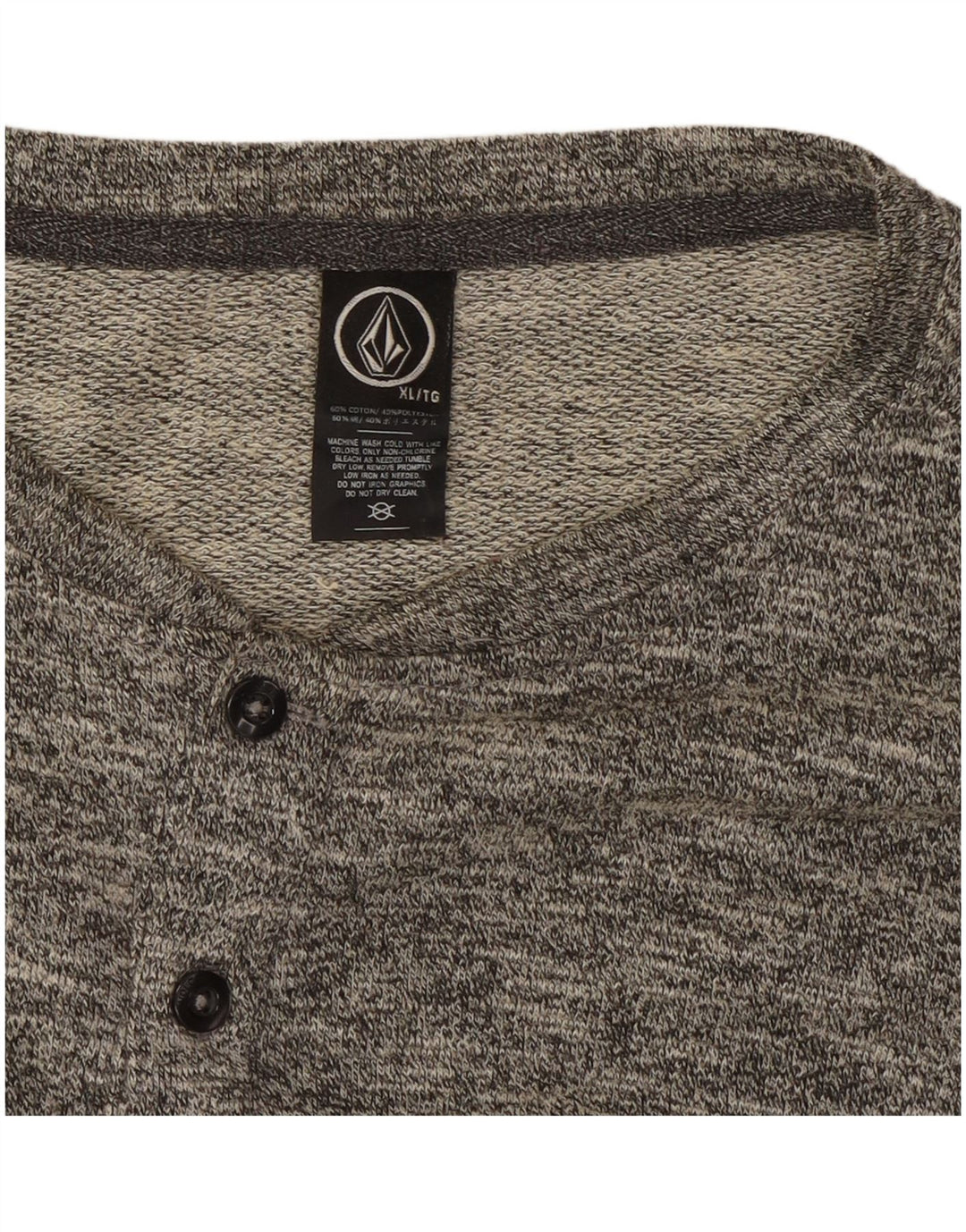Volcom Herren-Oberteil, langärmelig, XL, grau gefleckte Baumwolle