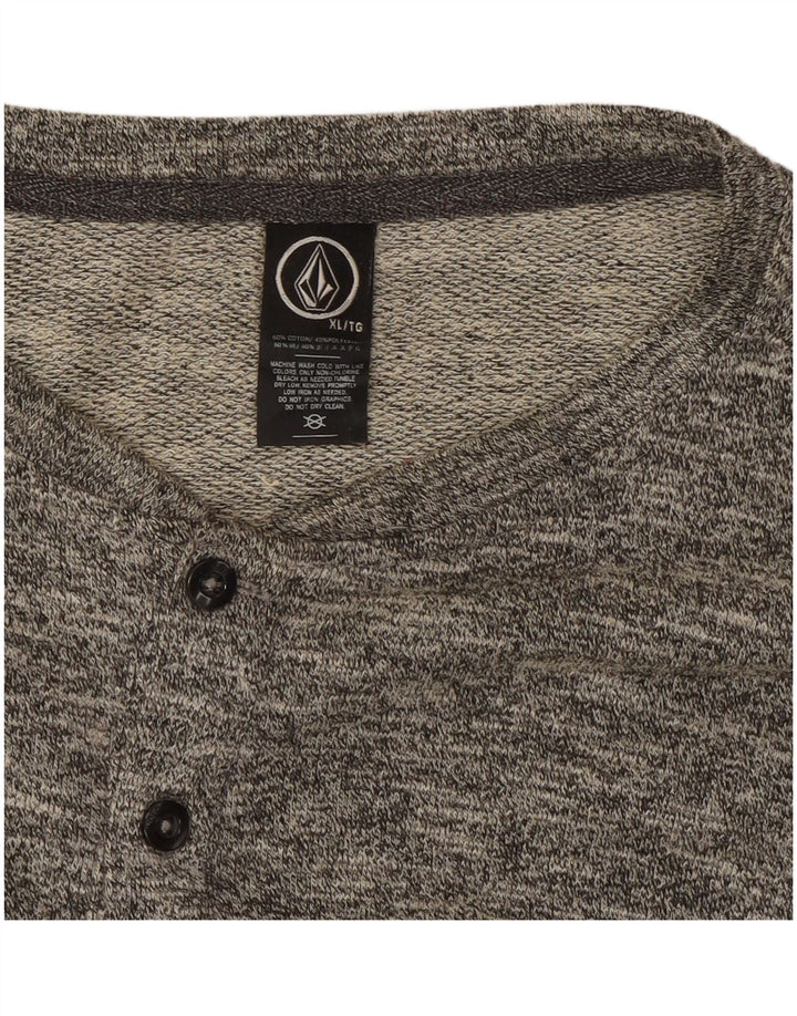Volcom Herren-Oberteil, langärmelig, XL, grau gefleckte Baumwolle