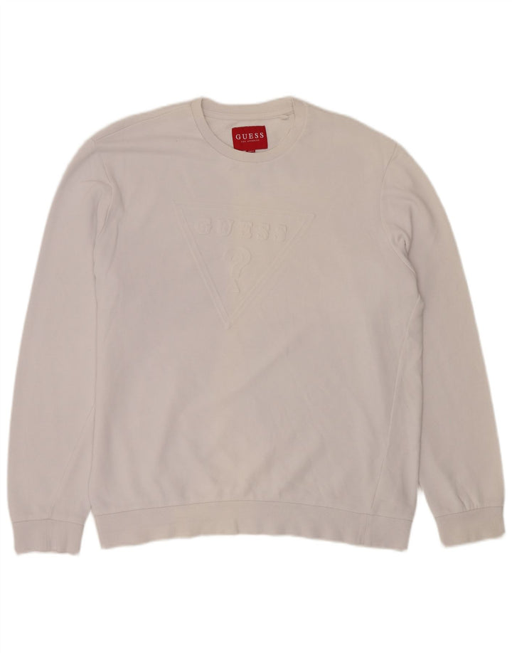 Guess Herren-Sweatshirt mit Grafik, XL, cremefarbene Baumwolle