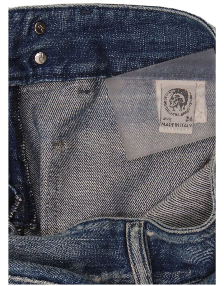 Diesel Damen Distressed Bootcut Jeans W26 L32 Blaue Baumwolle