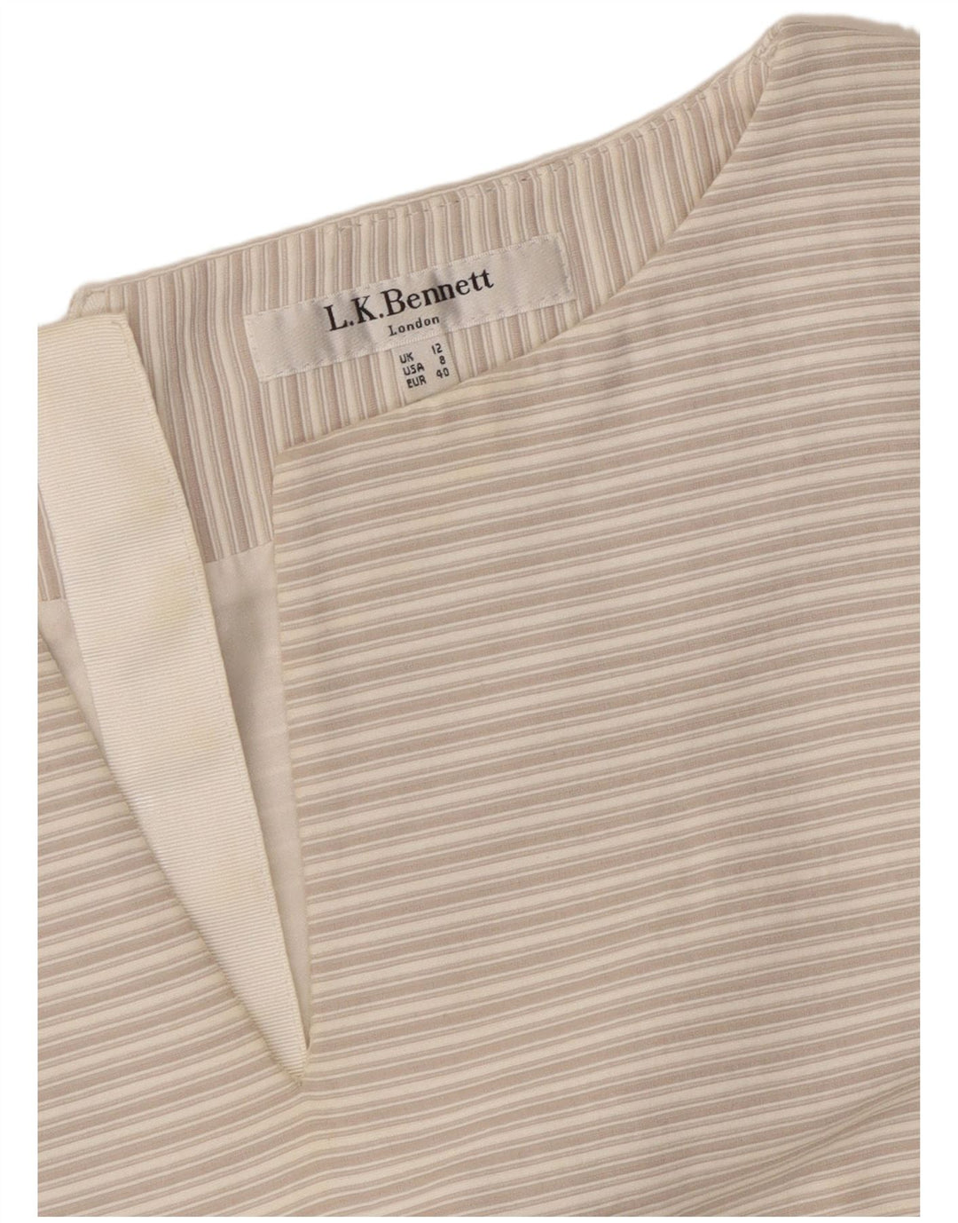 L.K. BENNETT Damen Ärmelloses Etuikleid UK 12 Mittelgrau gestreift