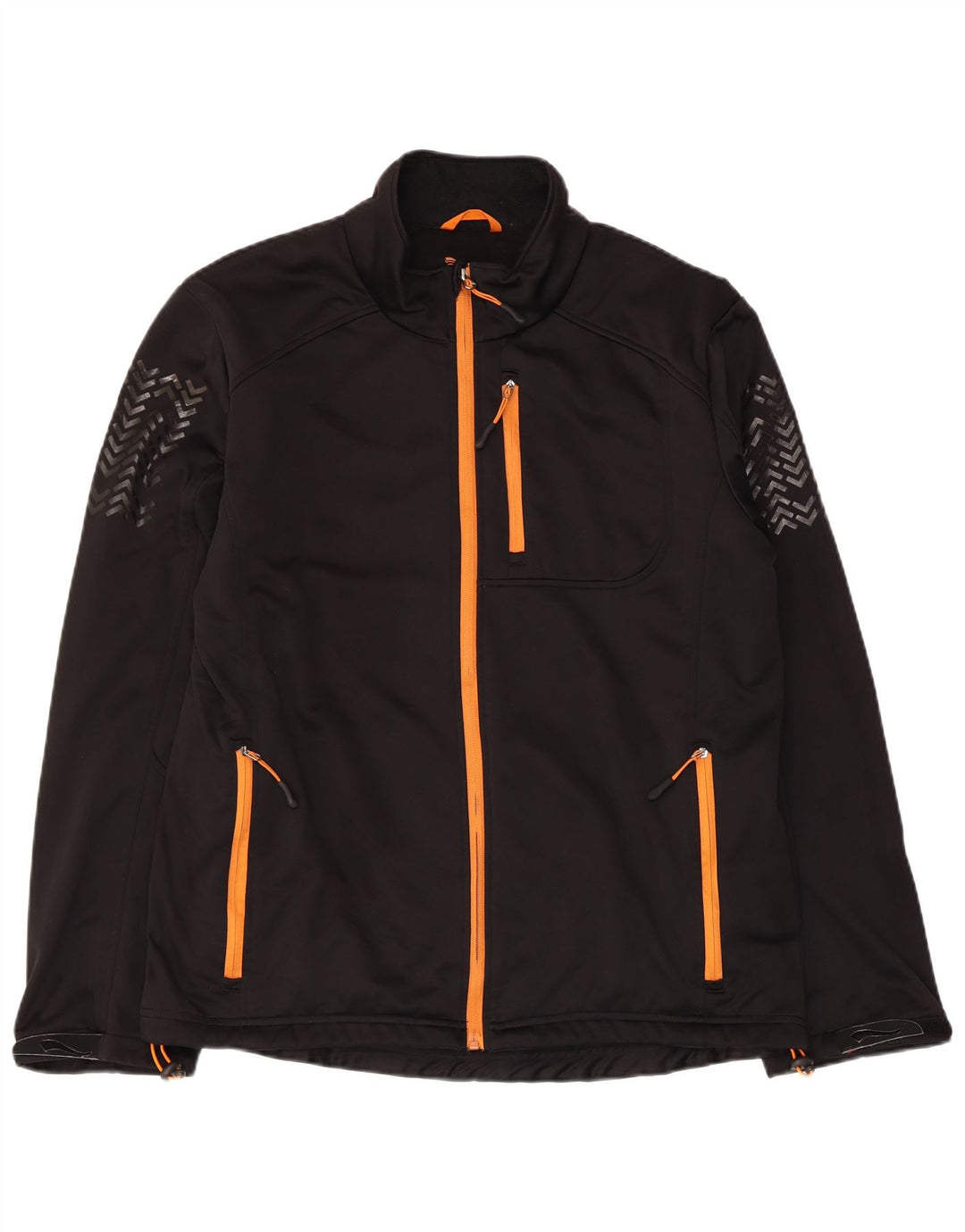 Crivit Herren-Trainingsanzug-Topjacke, großes, schwarzes, geometrisches Polyester