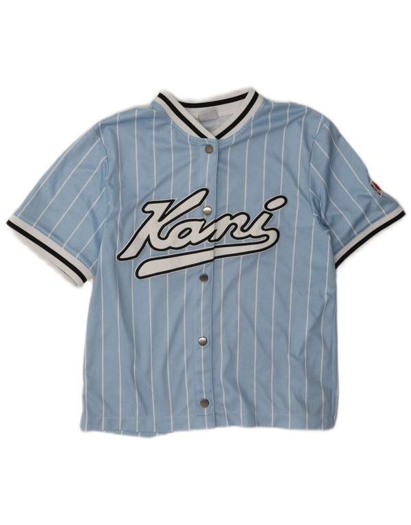 Karl Kani Womens Graphic Oversized Jersey Top UK 6 XS Blau gestreift