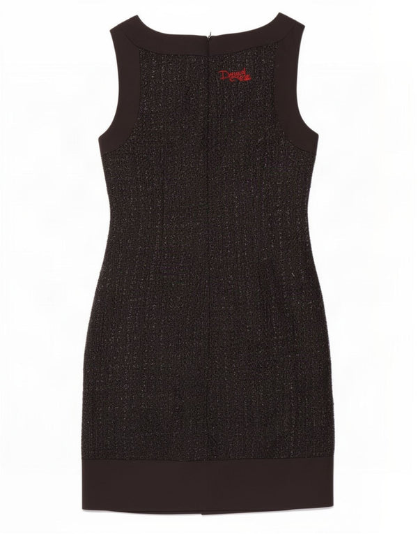 Desigual Damen Grafisches ärmelloses Etuikleid EU 36 Small Black Paisley