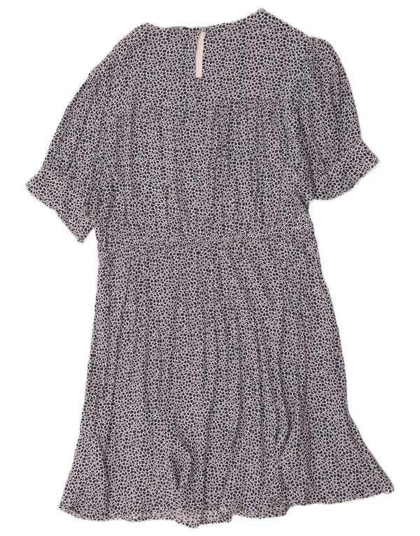 Marks & Spencer Damen-Stufenkleid UK 18 XL Blau geblümte Viskose