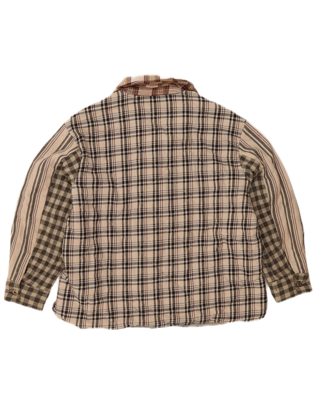 Zara Damen Lumberjack Flanellhemd UK 16 Large Beige Patchwork Polyester