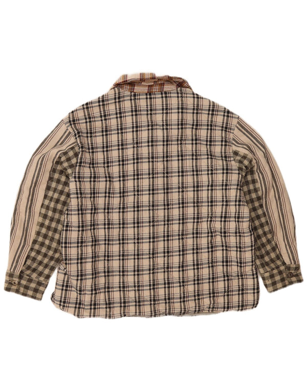 Zara Damen Lumberjack Flanellhemd UK 16 Large Beige Patchwork Polyester