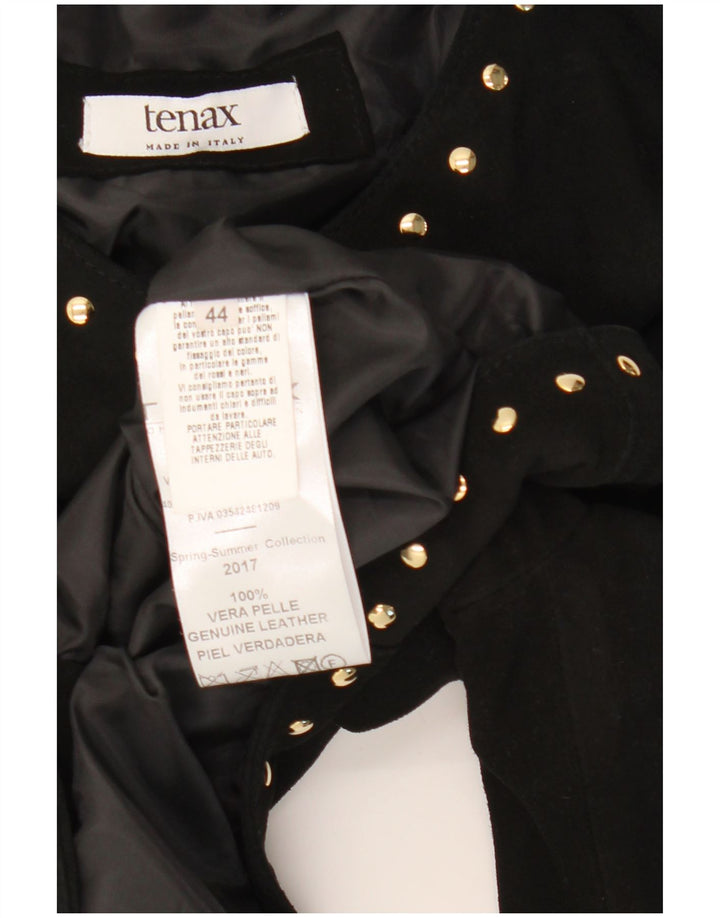 Tenax Damen Bolerojacke aus Wildleder mit 3/4-Ärmeln, IT 44, Mittelschwarzes Leder