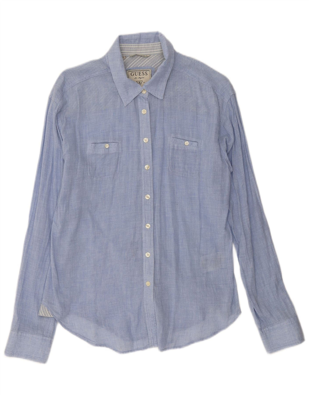 Guess Damen-Hemd UK 14 aus mittelblauer Baumwolle