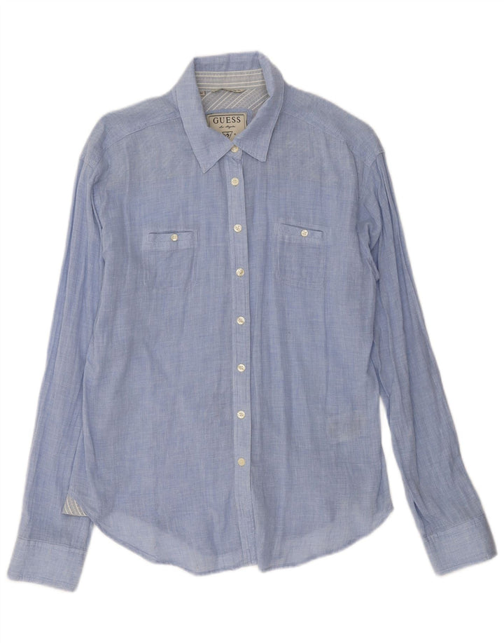 Guess Damen-Hemd UK 14 aus mittelblauer Baumwolle