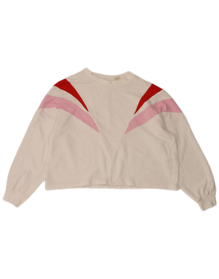 Levi's Damen Crop Sweatshirt Pullover UK 14 Mittelweiß Farbblock