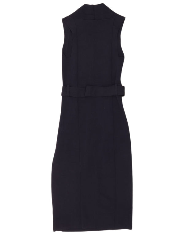 Reiss Damen Ärmelloses, figurbetontes Kleid, Größe S, Marineblau, Viskose