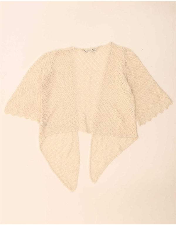 Dorothy Perkins Womens Crop 3/4 Sleeve Cardigan Sweater UK 14 Medium Beige