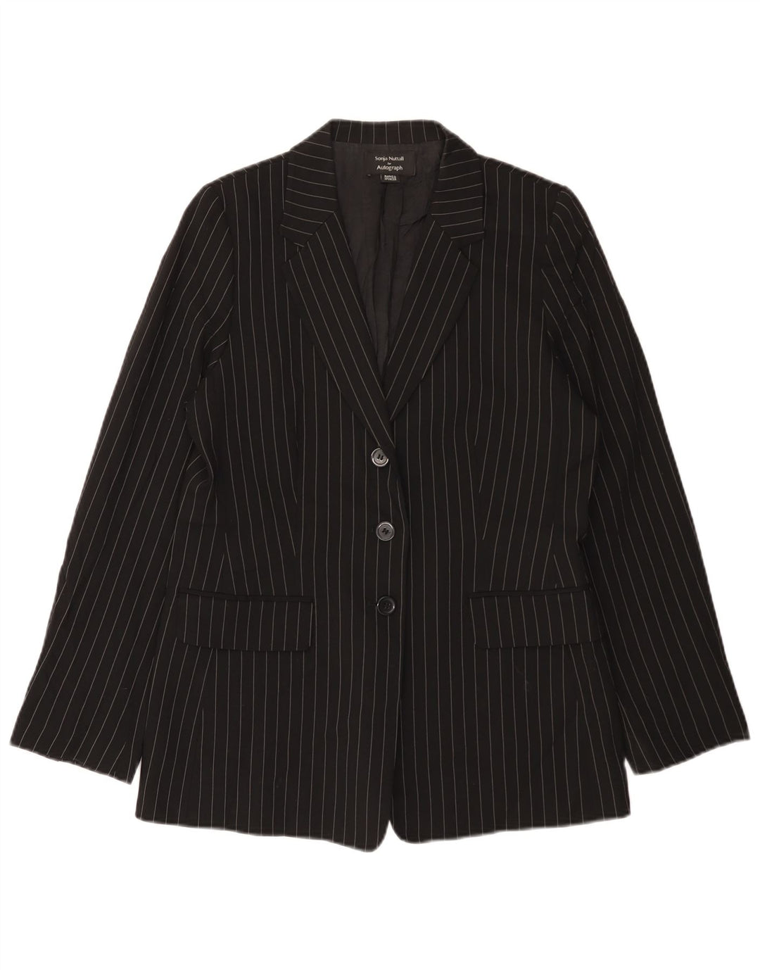 Marks & Spencer Damen Autograph Blazer Jacke UK 12 Medium Schwarz Nadelstreifen