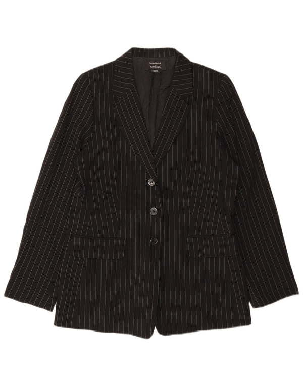 Marks & Spencer Damen Autograph Blazer Jacke UK 12 Medium Schwarz Nadelstreifen