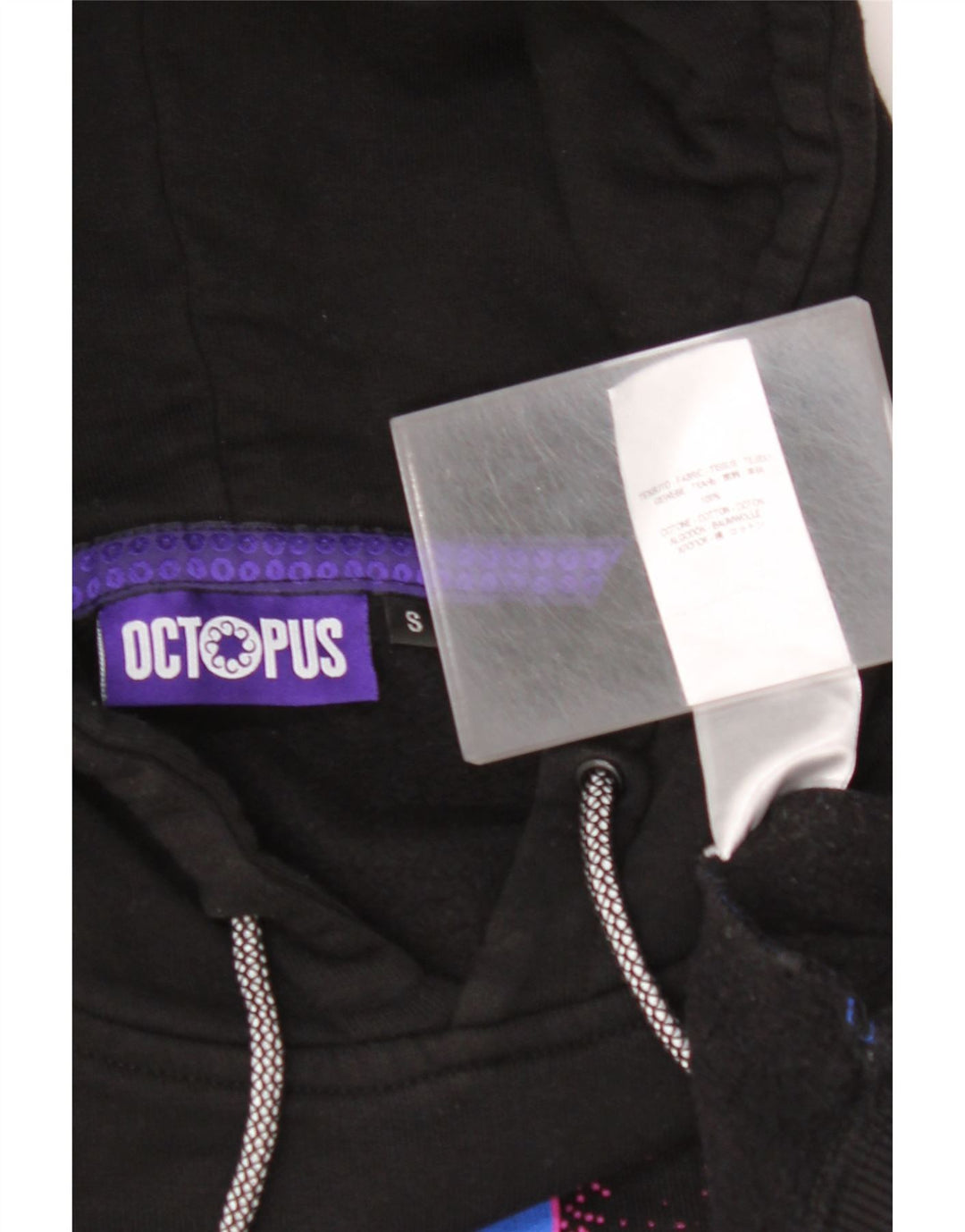 OCTOPUS Herren-Kapuzenpullover mit Grafik, Größe S, Schwarz, Colourblock-Baumwolle