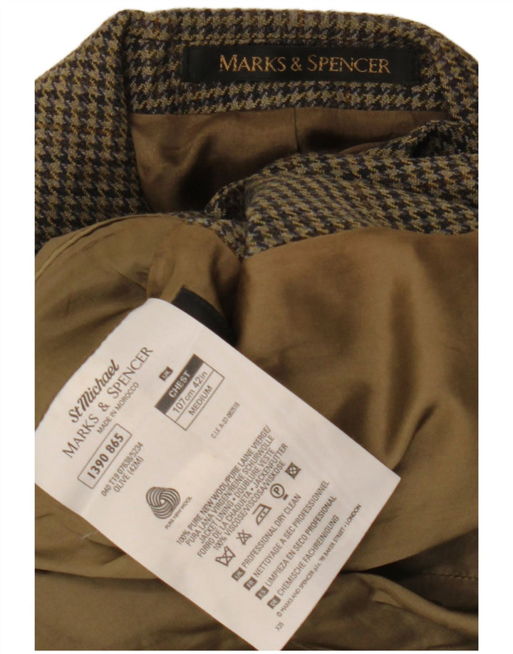 Marks & Spencer Herren-Blazer mit 2 Knöpfen, Gr. 42, Khaki, Hahnentrittmuster