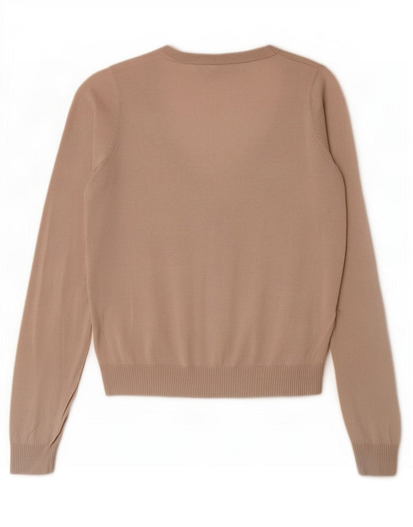 Zara Womens Cardigan Sweater UK 12 Medium Beige Cotton