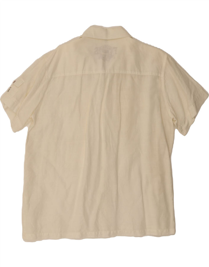 FORDOCKS Mens Short Sleeve Shirt XL White Linen Vintage Fordocks and Second-Hand Fordocks from Messina Hembry 