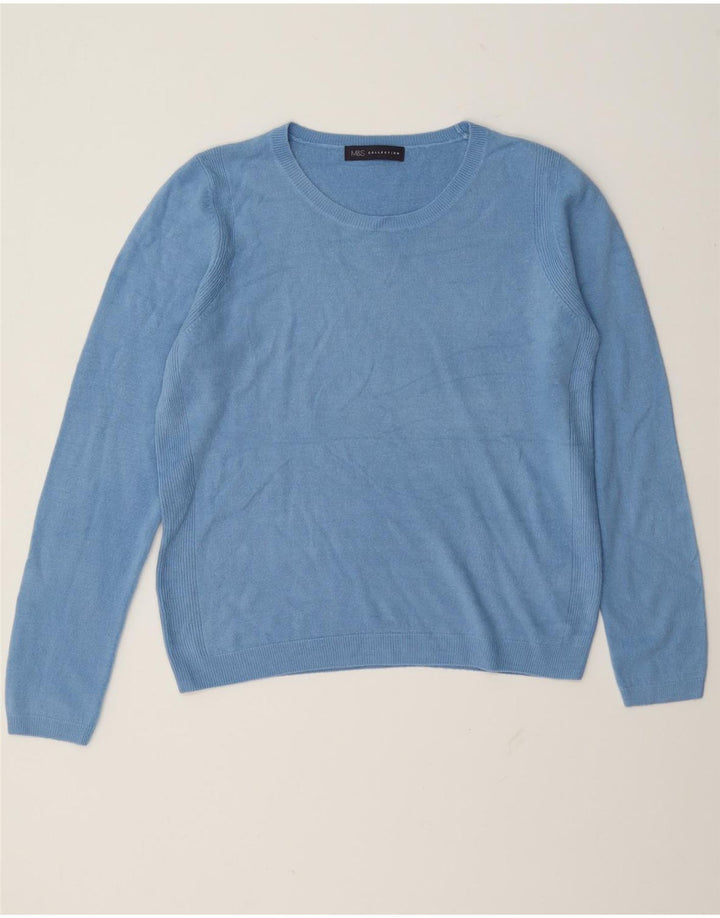Marks & Spencer Damen-Pullover mit U-Boot-Ausschnitt, UK 12, Mittelblau, Acryl