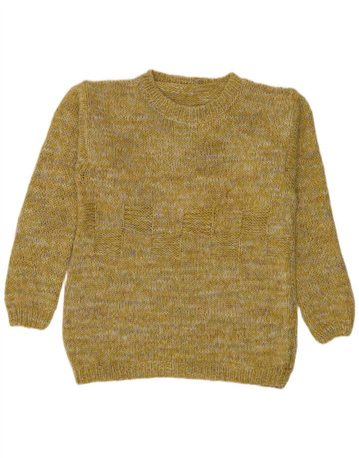 Vintage Herren-Pullover mit U-Boot-Ausschnitt, Mittelgelb gefleckt
