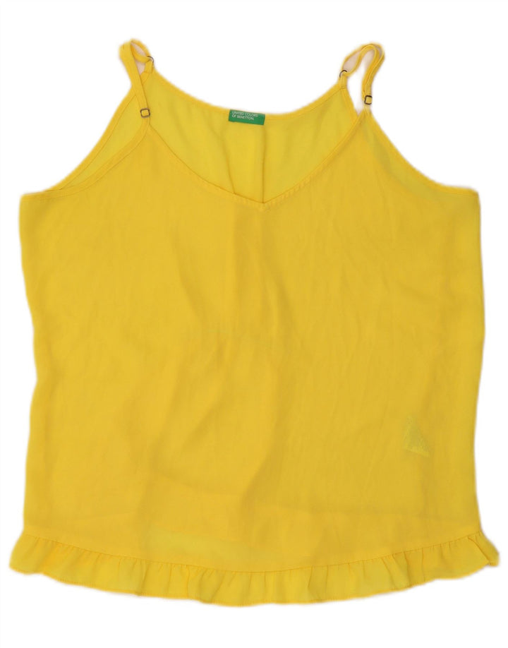 Benetton Damen Cami Top UK 16 Large Gelb Polyester