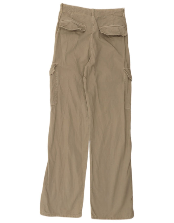Zara Damen Cargohose mit hoher Taille, lockere Passform, EU 34, 2XS, W24, L32, Khaki