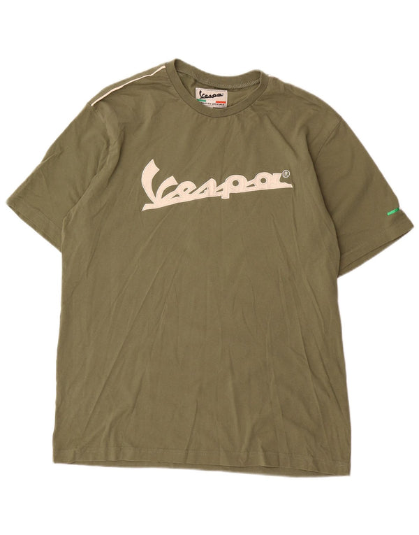 Vespa Herren Grafik T-Shirt Top 2XL Khaki Baumwolle