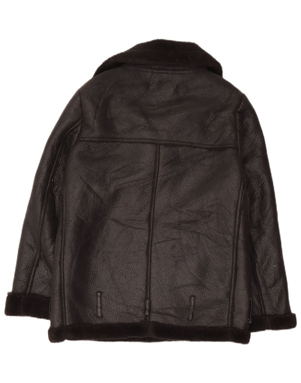 Zara Womens Oversized Sherpa Jacket UK 6 XS  Black Polyester