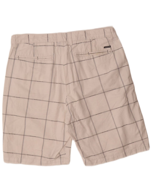 Quiksilver Mens Regular Chino Shorts W36 Large White Check Cotton