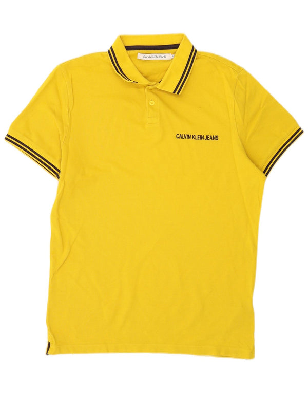 Calvin Klein Jeans Herren-Poloshirt aus mittelgelber, gestreifter Baumwolle