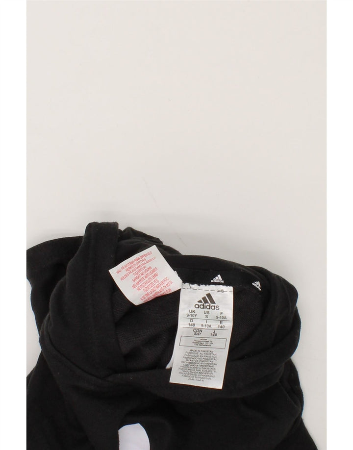 ADIDAS Boys Graphic Hoodie Jumper 9-10 Years Black Polyester Vintage Adidas and Second-Hand Adidas from Messina Hembry 