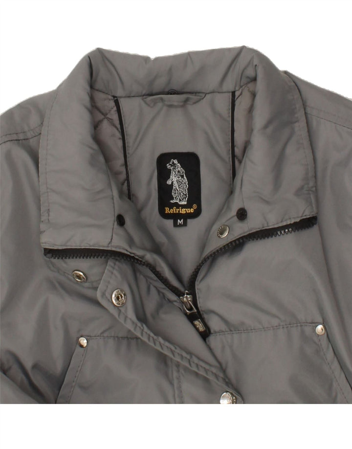 REFRIGUE Womens Windbreaker Coat UK 14 Medium Grey Nylon Vintage Refrigue and Second-Hand Refrigue from Messina Hembry 