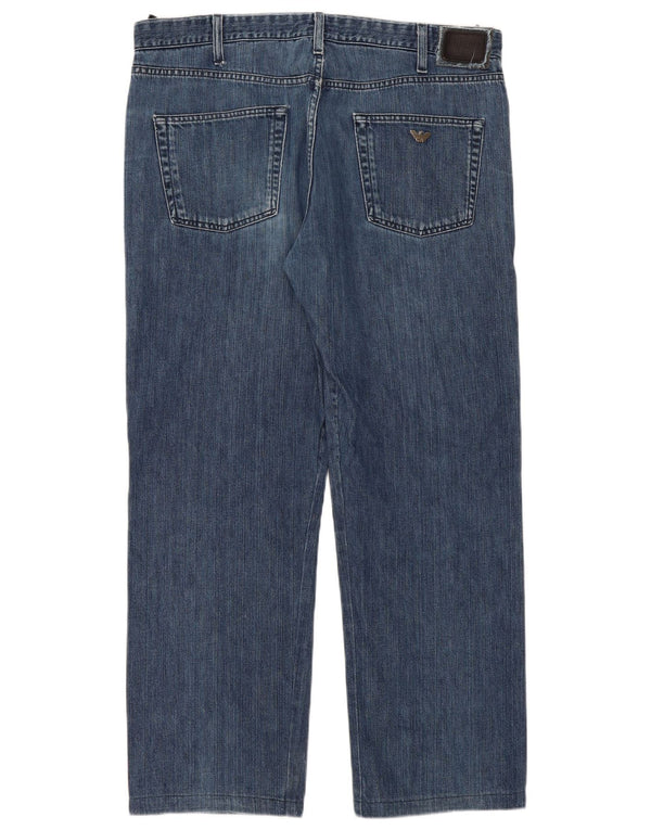 Armani Mens Straight Jeans W38 L31 Blue Cotton