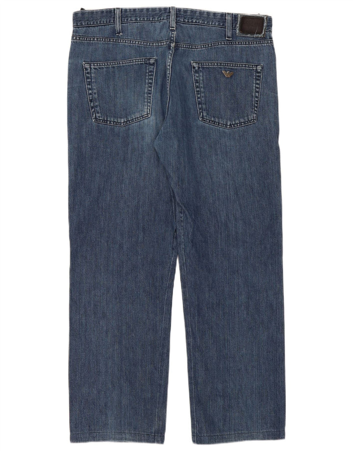 Armani Herren Straight Jeans W38 L31 Blaue Baumwolle