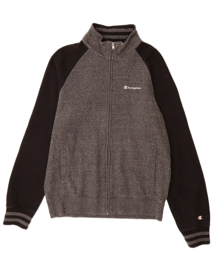 Champion Herren-Trainingsanzug-Top-Jacke, große graue Colourblock-Baumwolle