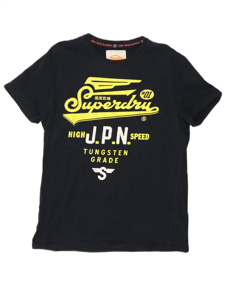 SUPERDRY Herren-T-Shirt mit Grafik, mittelmarineblaue Baumwolle