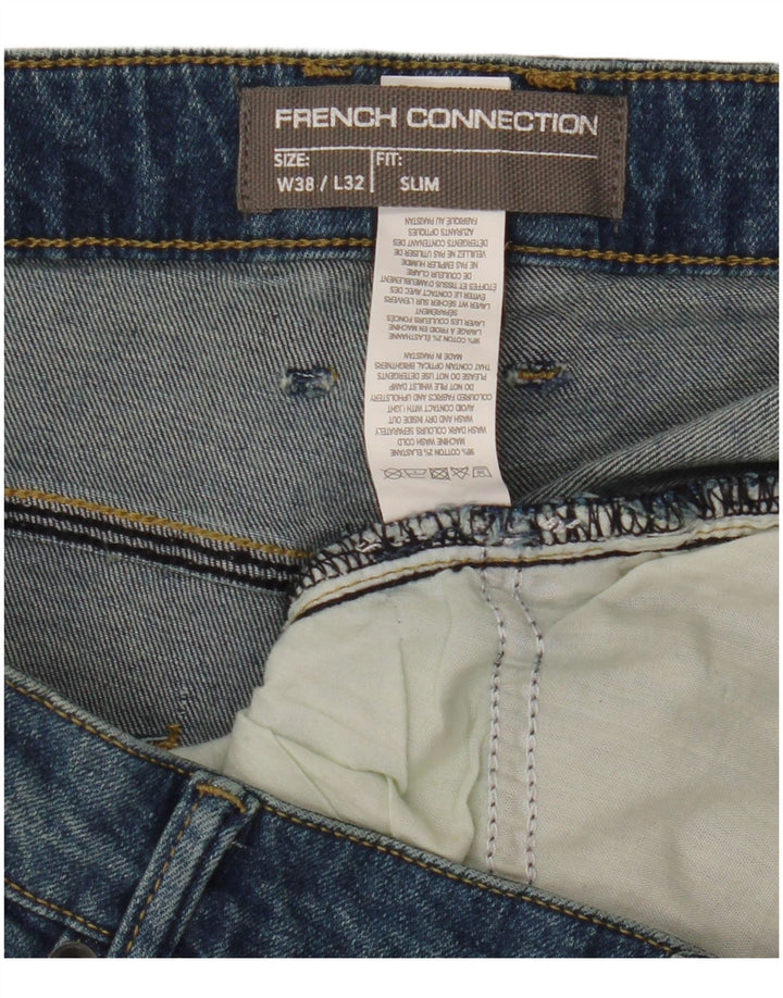 French Connection Slim-Jeans für Herren, W38, L25, blaue Baumwolle
