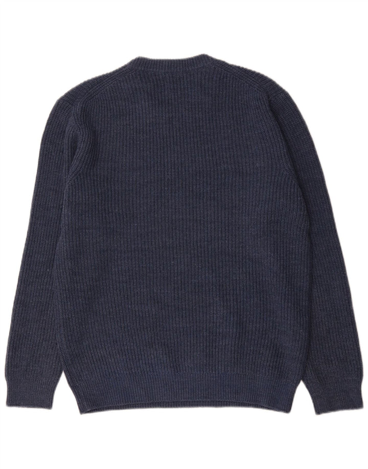 Zara Herren-Pullover mit Rundhalsausschnitt, groß, blaues Acryl